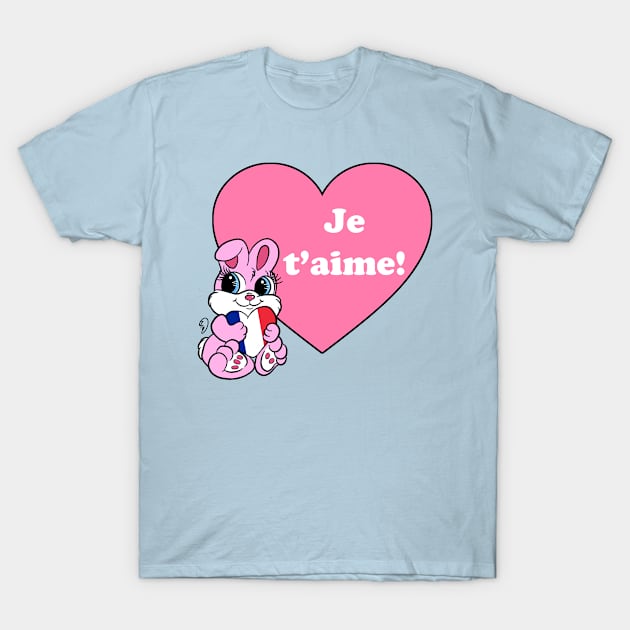 "Je T'aime!" Bunny (French) T-Shirt by Rola Languages